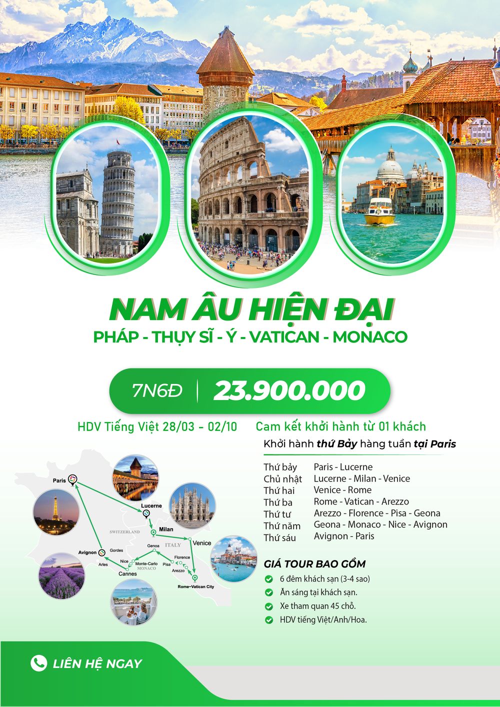 Tour Nam Âu Hiện Đại