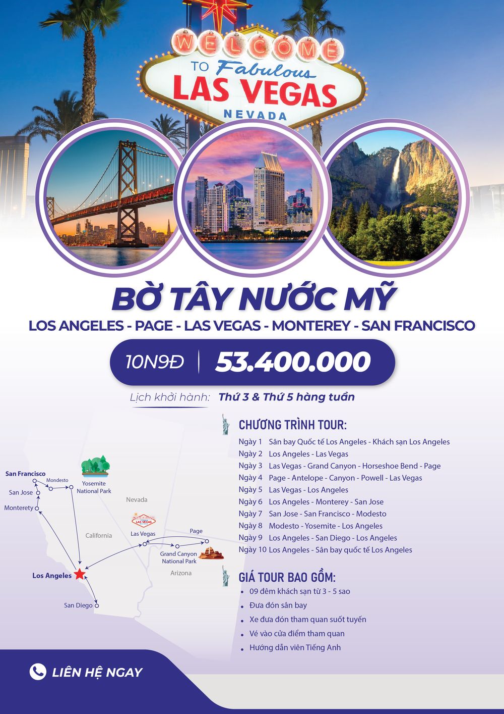 Tour Bờ Tây Nước Mỹ