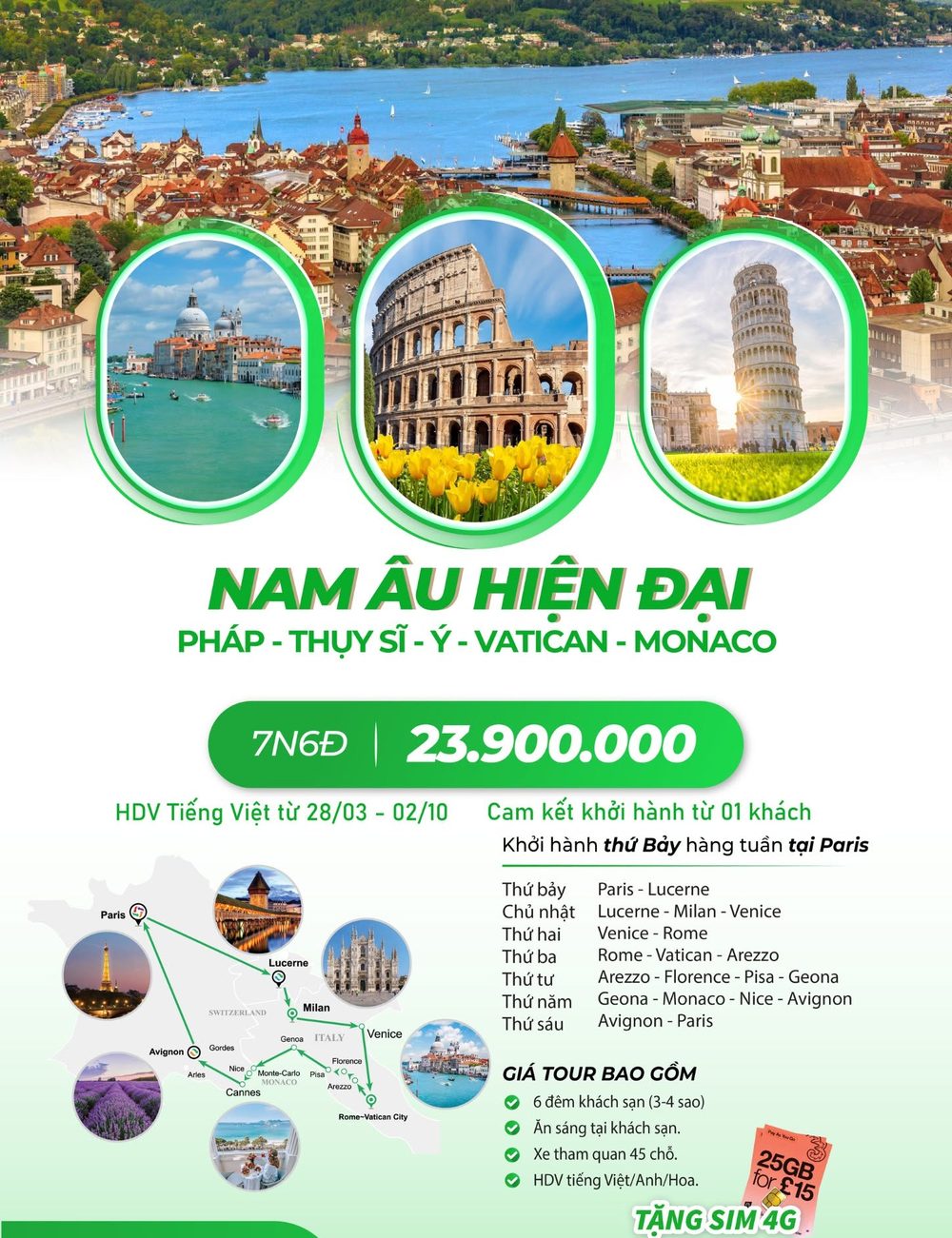 Nam Âu Hiện Đại — Pháp · Thụy Sĩ · Ý · Vatican · Monaco